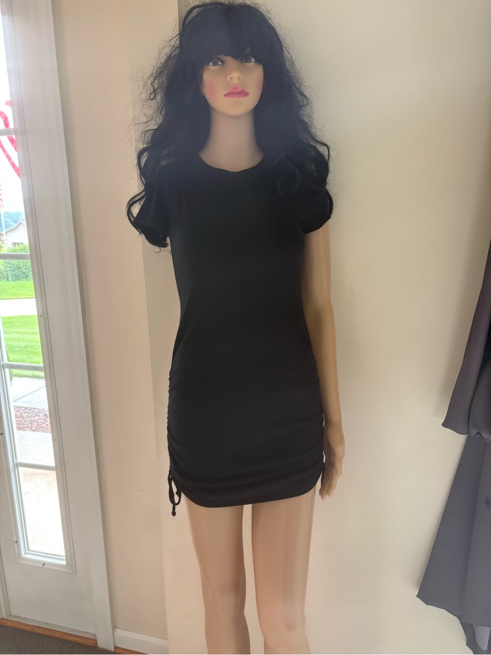 NWOT Wild Fable Black Short Sleeve Ruched Mini Dress XS